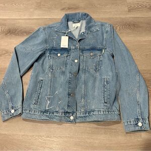 NWT Rails RHINESTONE STAR LIGHT WASH BOYFRIEND TRUCKER DENIM JEAN JACKET